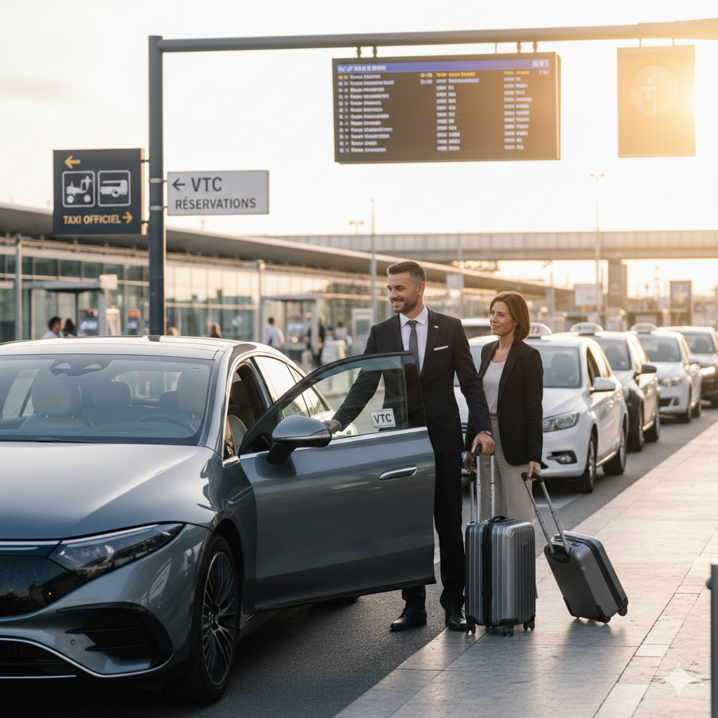 prise en charge d'un client à l'aéroport